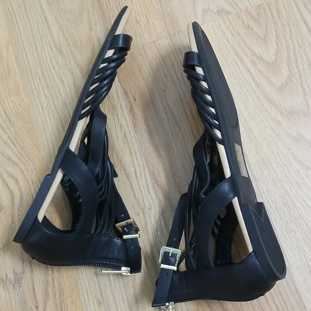 Soda Black Ankle Sandals